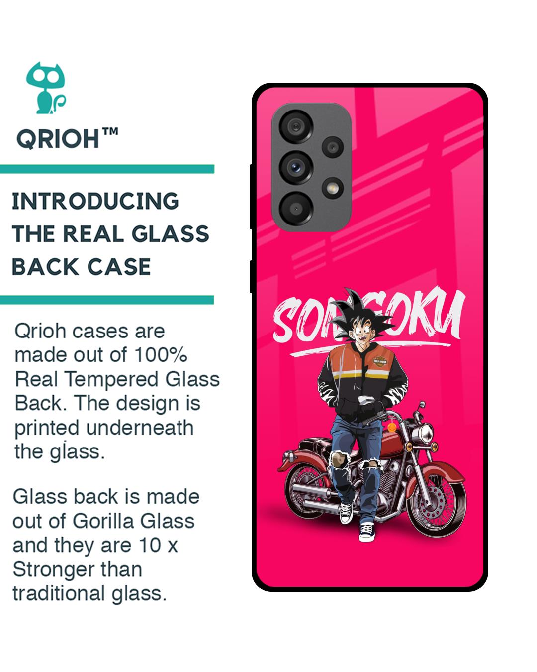 Shop Biker Goku Premium Glass Case for Samsung Galaxy A73 5G (Shock Proof,Scratch Resistant)-Back