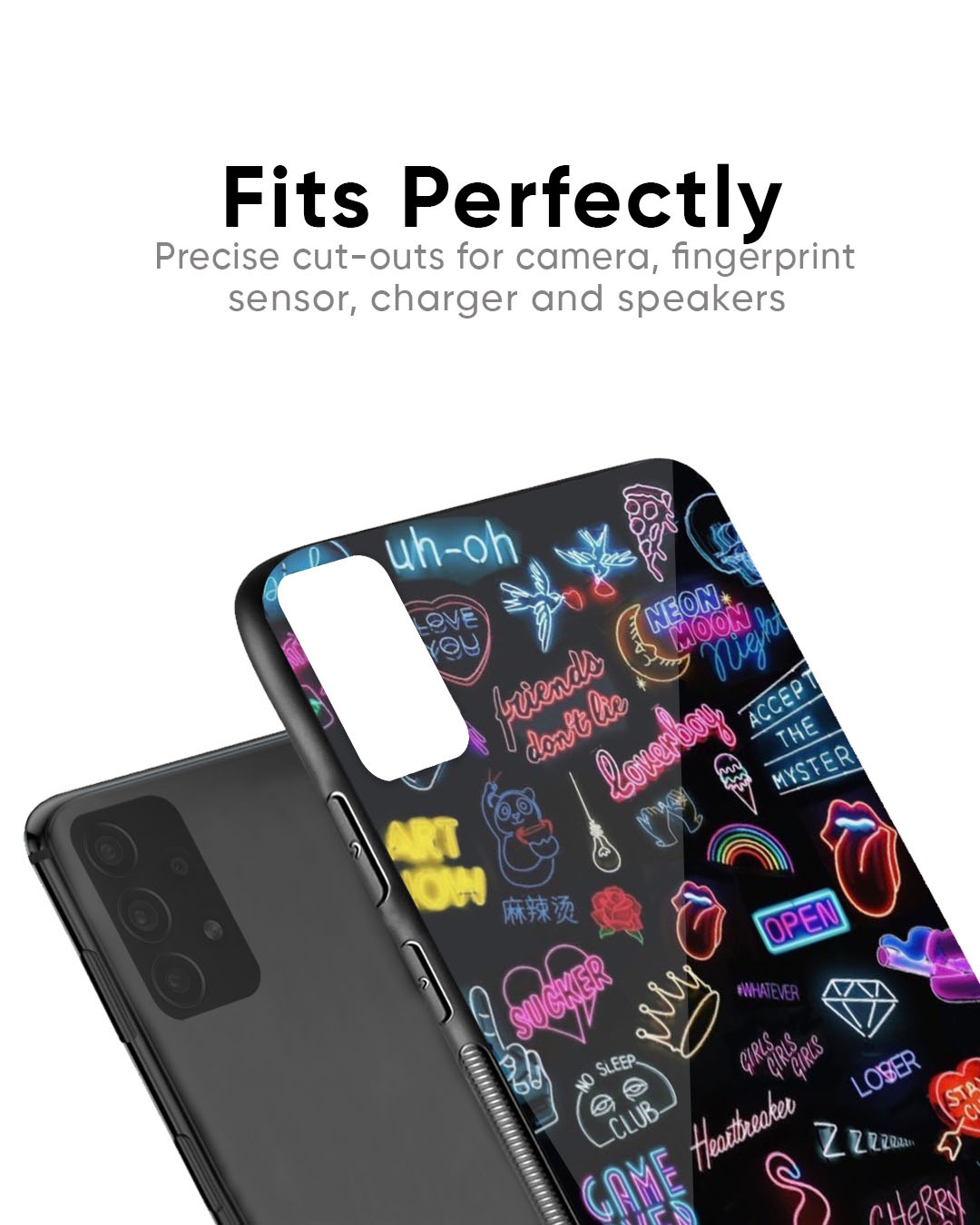Shop Black Accept The Mystery Printed Glass Back Case for Xiaomi Redmi Note 7 Pro-Back