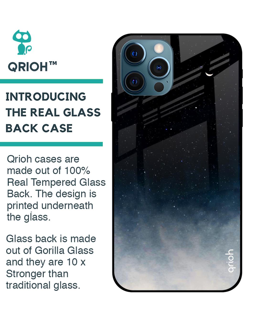 Shop Iphone 12 Pro Max Black Aura Glass Case-Back