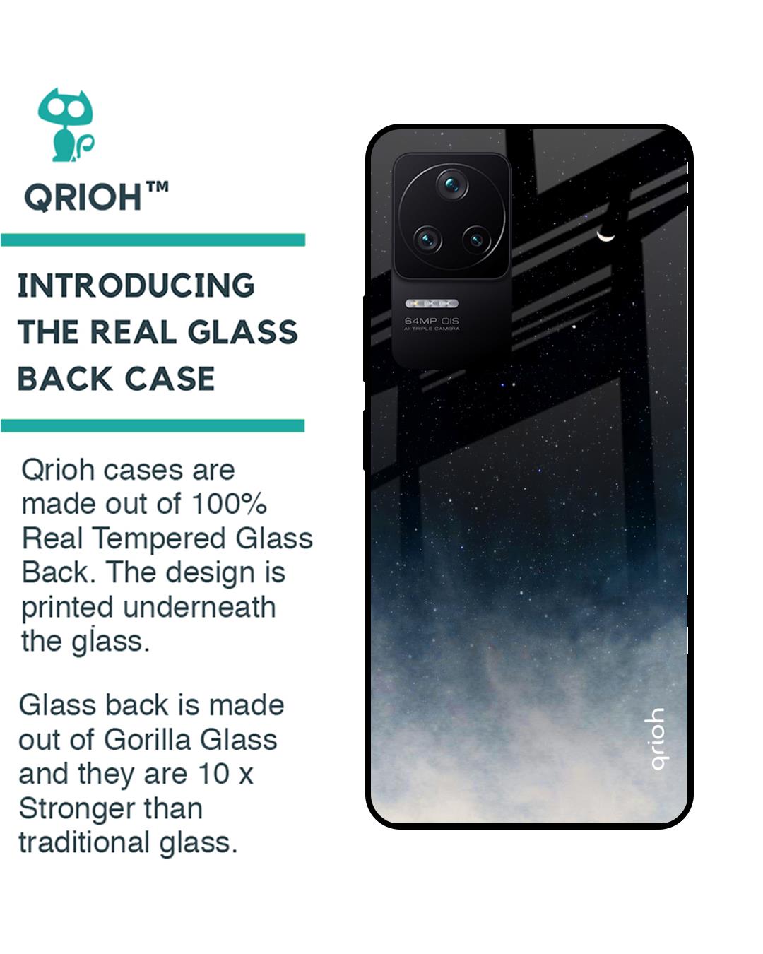 Shop Black Aura Premium Glass Case for Poco F4 5G (Shock Proof, Scratch Resistant)-Back