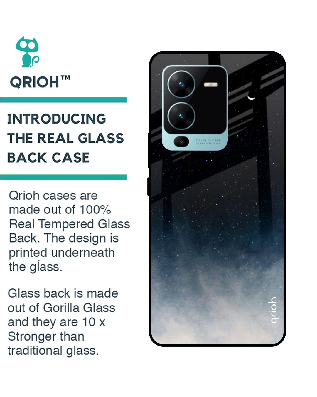 Shop Black Aura Printed Premium Glass Case for Vivo V25 Pro (Shock Proof,Scratch Resistant)-Back
