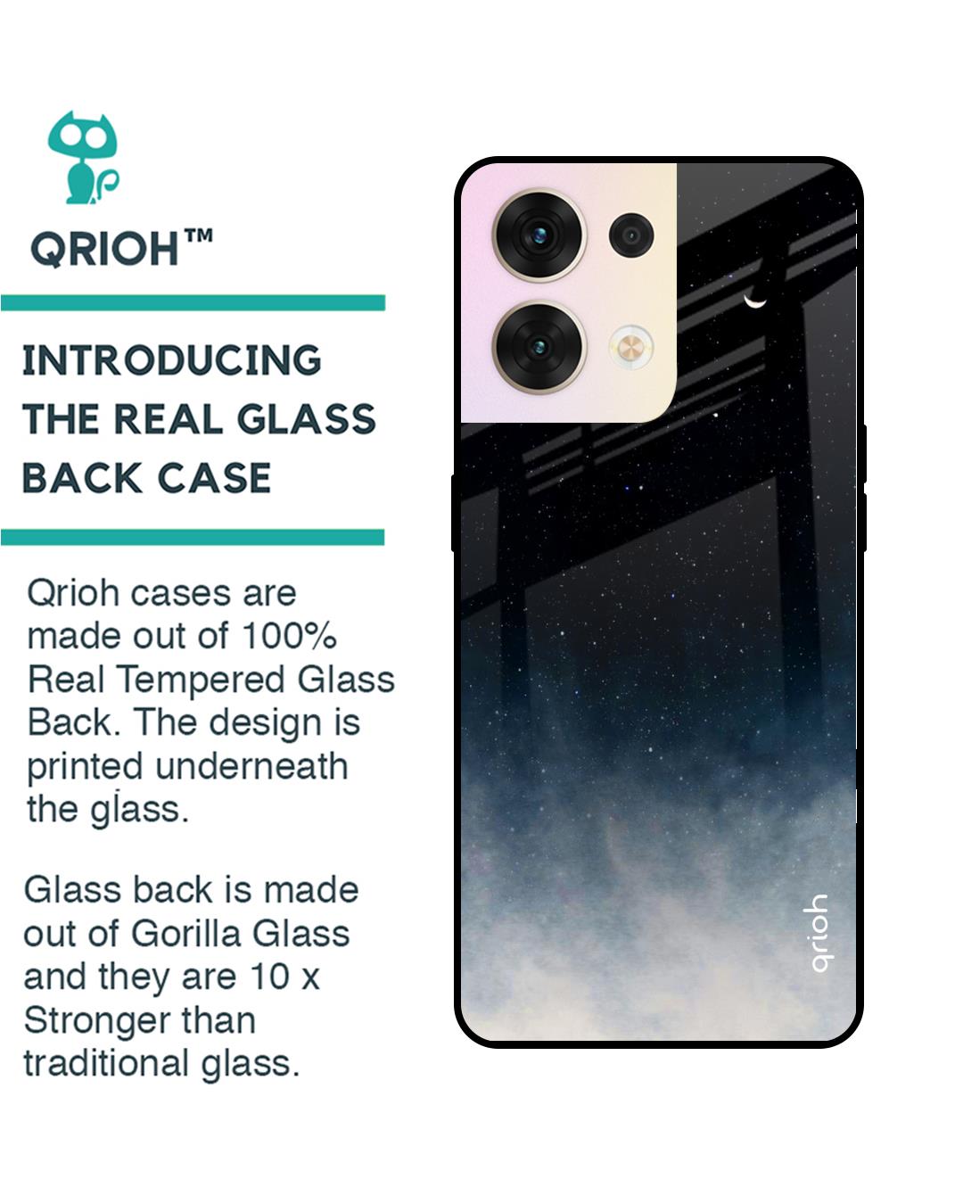 Shop Black Aura Printed Premium Glass Cover for Oppo Reno8 5G (Shockproof, Light Weight)-Back