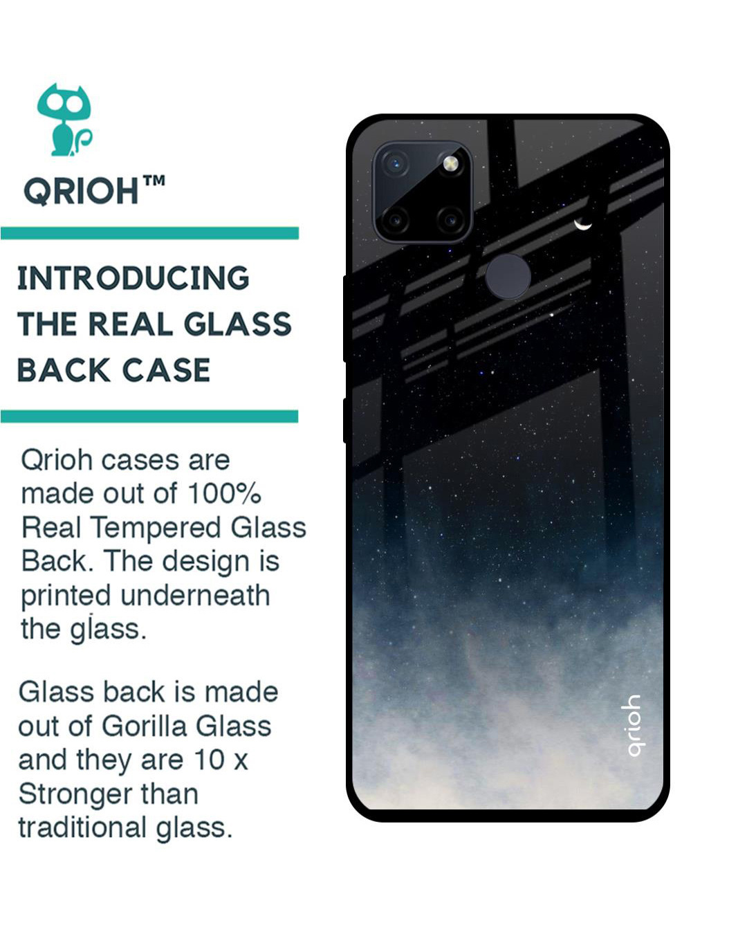 Shop Black Aura Printed Premium Glass Cover for Realme C21Y (Shockproof, Light Weight)-Back