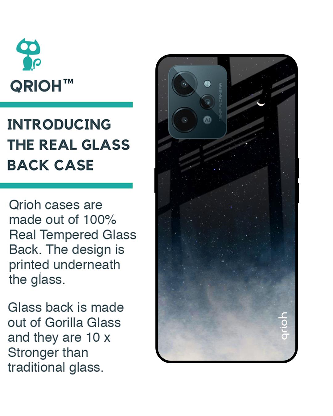 Shop Black Aura Printed Premium Glass Cover for Realme C31 (Shockproof, Light Weight)-Back