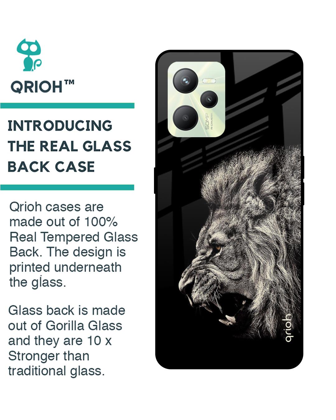 Shop Black Aura Printed Premium Glass Cover for Realme C35 (Shockproof, Light Weight)-Back