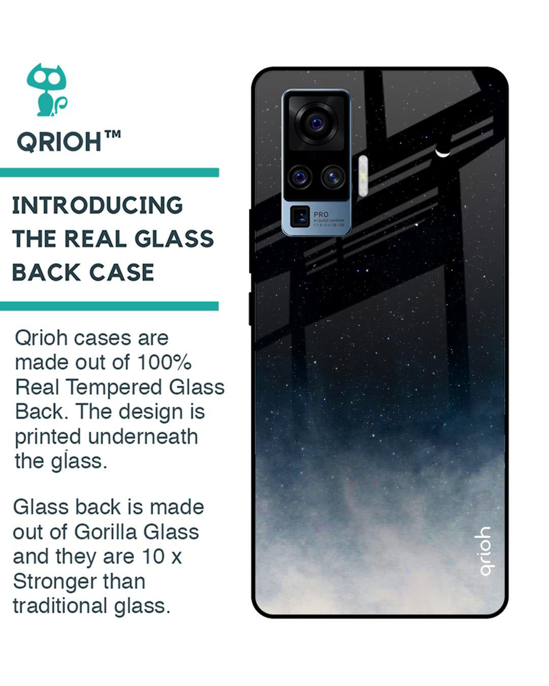 Shop Aura Printed Premium Glass Cover for Vivo X50 Pro (Shock Proof, Lightweight)-Back