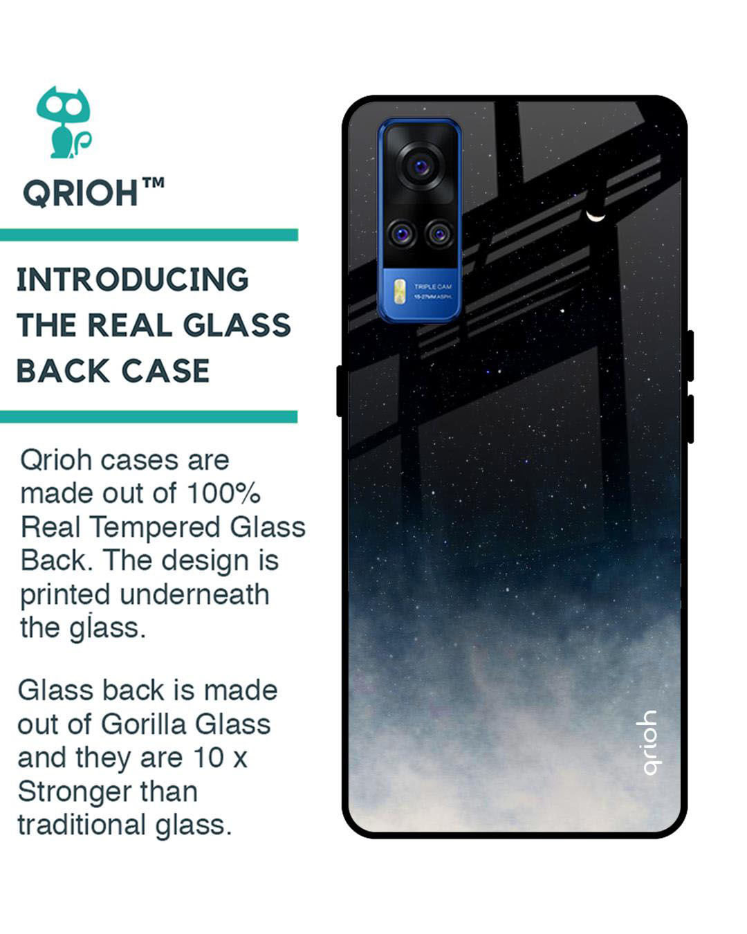 Shop Aura Printed Premium Glass Cover for Vivo Y51 2020 (Shock Proof, Lightweight)-Back