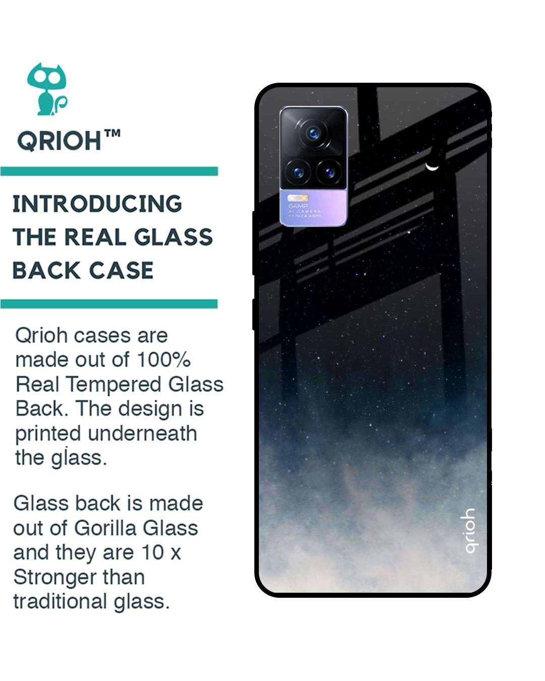 Shop Black Aura Printed Premium Glass Cover for Vivo Y73 (Shockproof, Light Weight)-Back