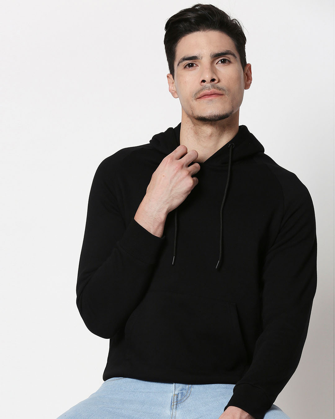 black hoodie outfit men's