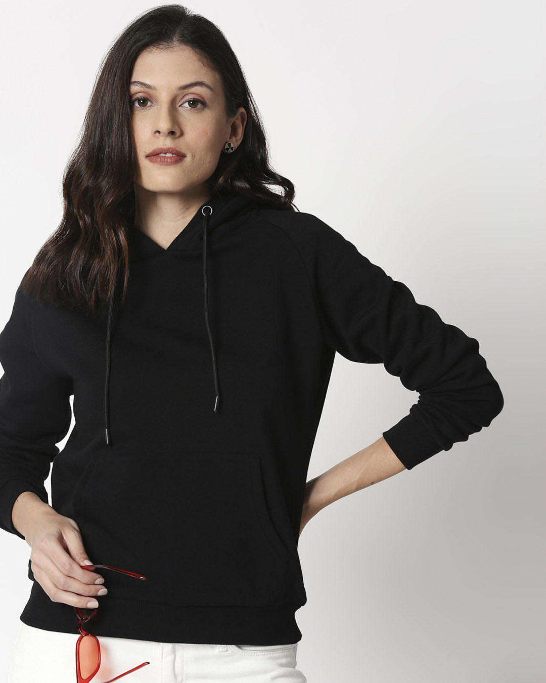 

Black Basic Hoodie Sweatshirt Women' Plain Hoodie Sweatshirt Bewakoof.com