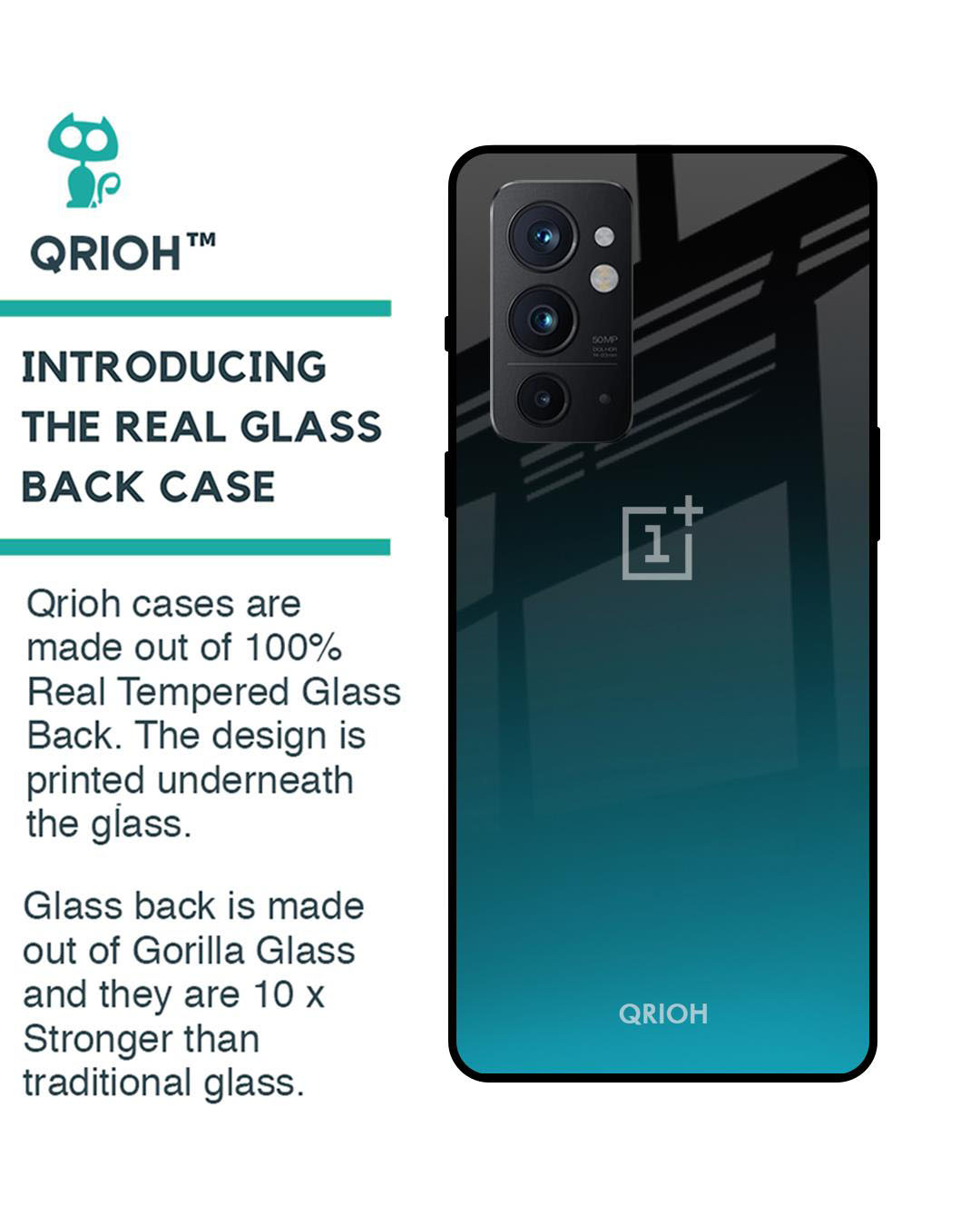Shop Ultramarine Printed Premium Glass Cover for OnePlus 9RT (Shock Proof, Lightweight)-Back