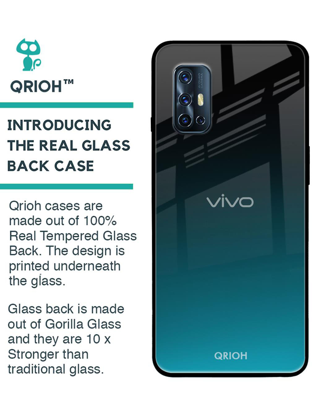 Shop Ultramarine Printed Premium Glass Cover for Vivo V19 (Shock Proof, Lightweight)-Back
