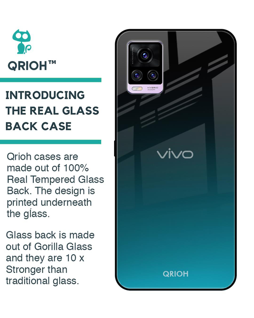 Shop Ultramarine Printed Premium Glass Cover for Vivo V20 (Shock Proof, Lightweight)-Back