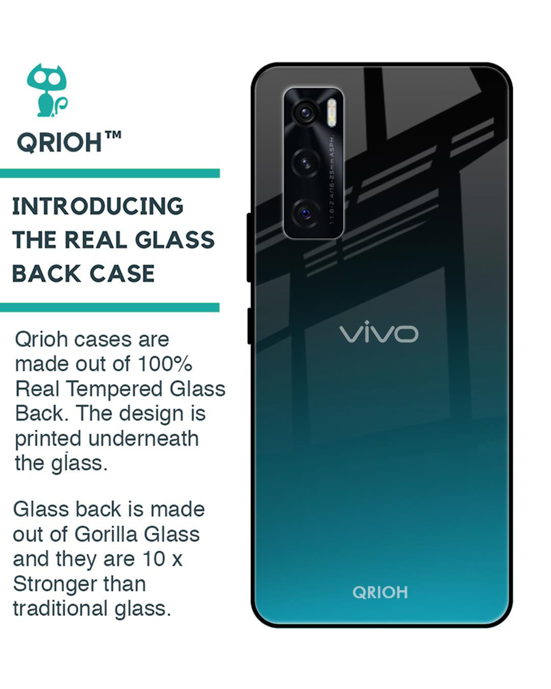 Shop Ultramarine Printed Premium Glass Cover for Vivo V20 SE (Shock Proof, Lightweight)-Back