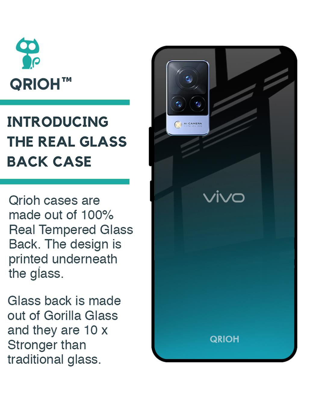 Shop Ultramarine Printed Premium Glass Cover for Vivo V21 (Shock Proof, Lightweight)-Back