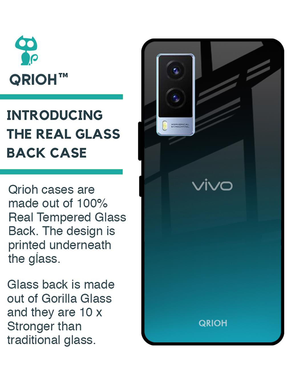 Shop Ultramarine Printed Premium Glass Cover for Vivo V21e (Shock Proof, Lightweight)-Back