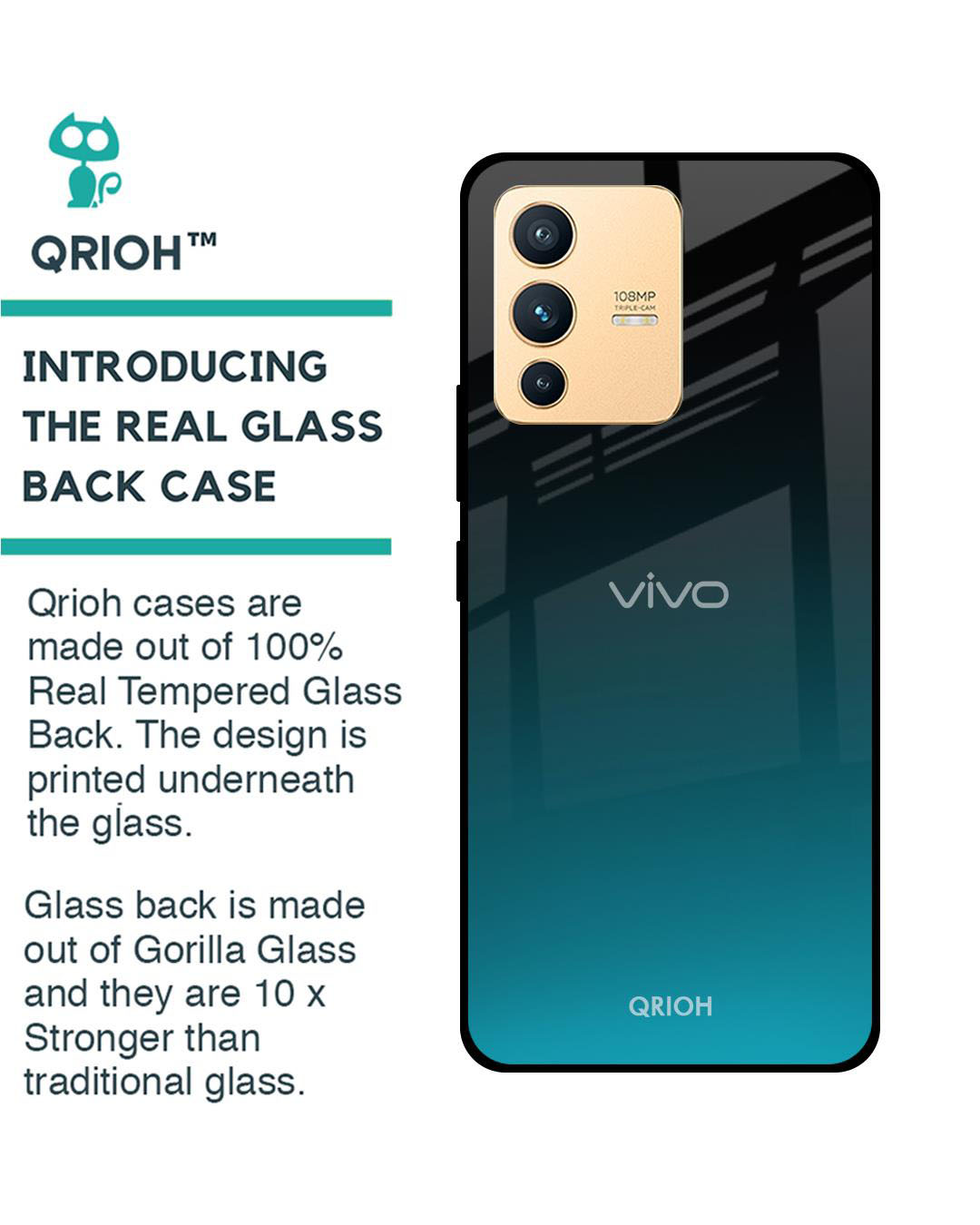 Shop Ultramarine Printed Premium Glass Cover for Vivo V23 Pro 5G (Shock Proof, Lightweight)-Back