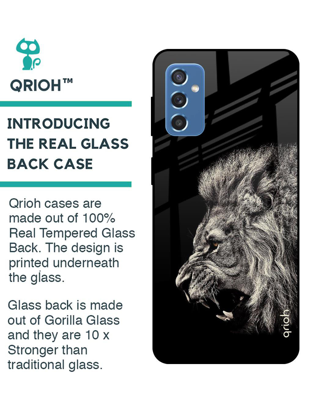 Shop Brave Lion Printed Premium Glass Cover for Samsung Galaxy M52 5G (Shock Proof, Lightweight)-Back