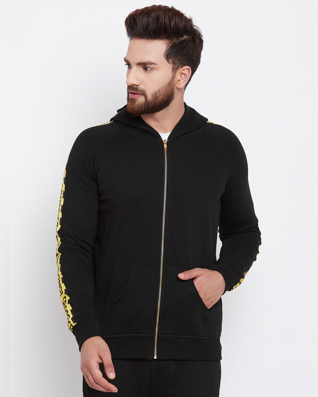 Buy Black Caution Taped Men's Hoodie Online at Bewakoof