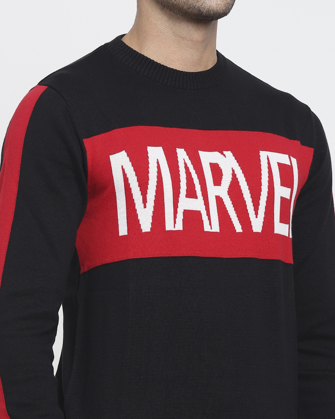 ShopMarvel Sleeve Color Block Flat Knit Sweater-Full