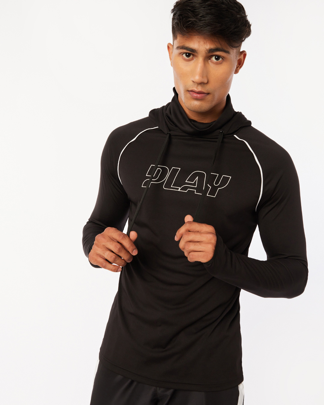 Buy Men's Black Play Typography Slim Fit Training Ninja Hoodie Online ...