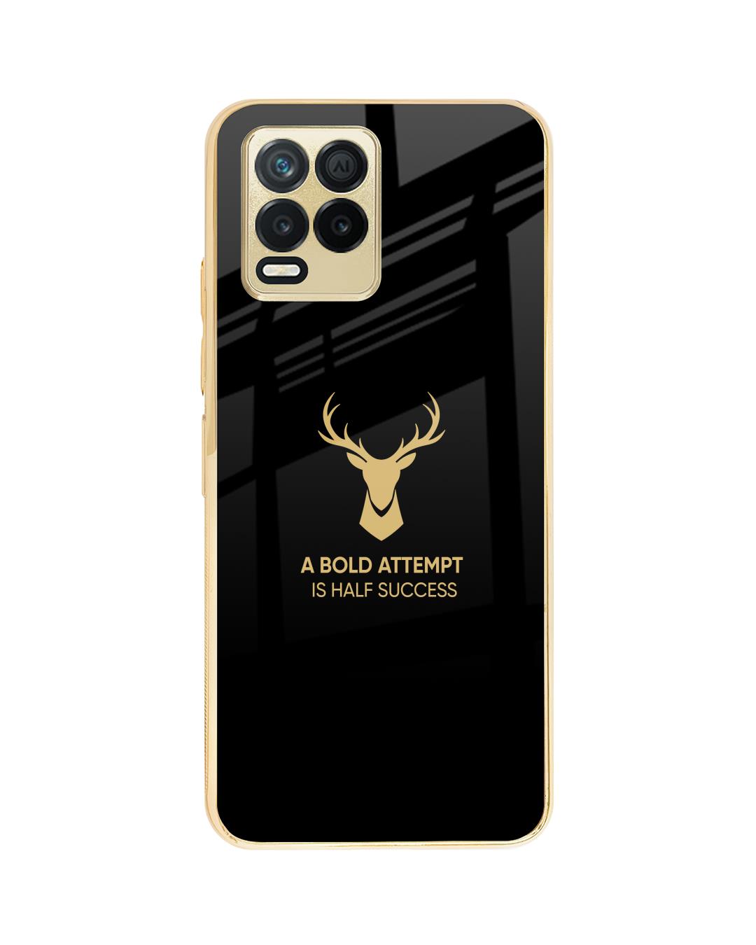 Shop Black Gold Deer Metallic Gold Premium Glass Case for Realme 8-Back