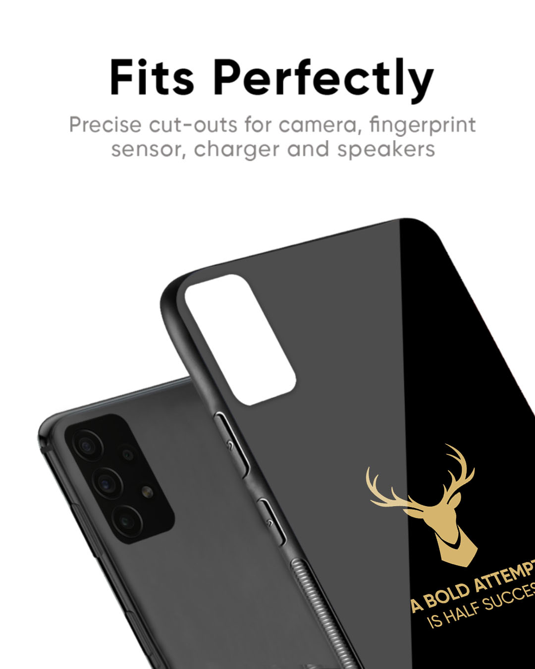 Shop Black Gold Deer Premium Glass Case for Oppo Reno8T 5G (Shock Proof, Scratch Resistant)-Back