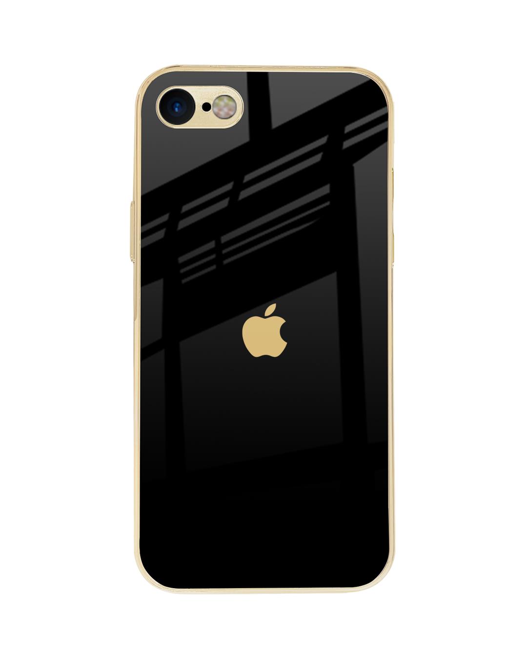 Shop Black Gold Logo Metallic Gold Premium Glass Case for Apple iPhone 8-Back