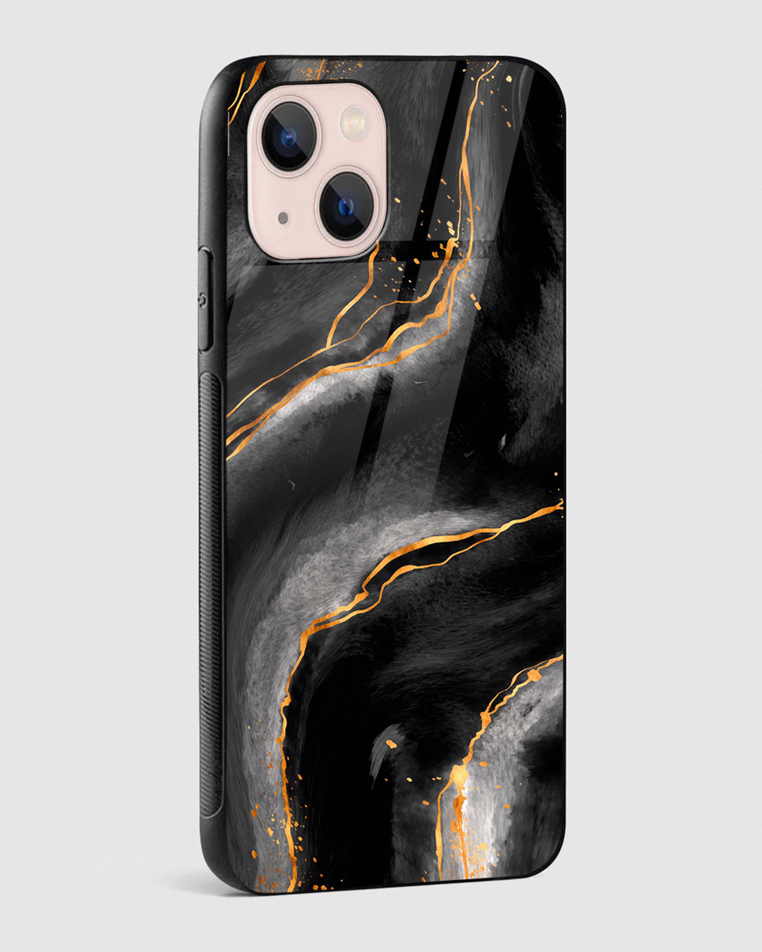 Buy Black Golden Marble Premium Glass Case for Apple iPhone 15