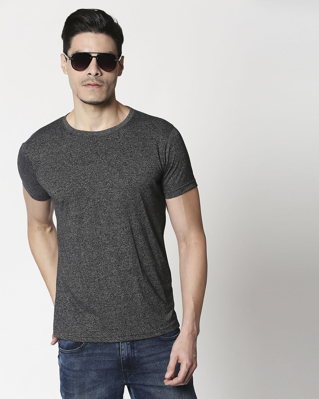 

Black Half Sleeve Grindle T-Shirt Men' Plain Half Sleeve Grindle T-Shirt Bewakoof.com