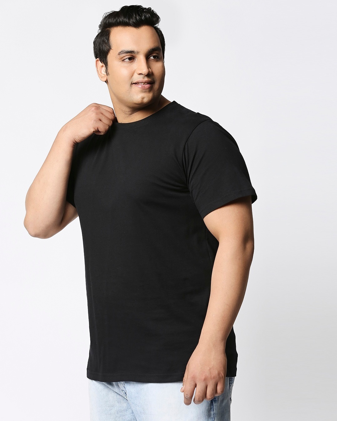 Shop Black Half Sleeve Plus Size T-Shirt-Back