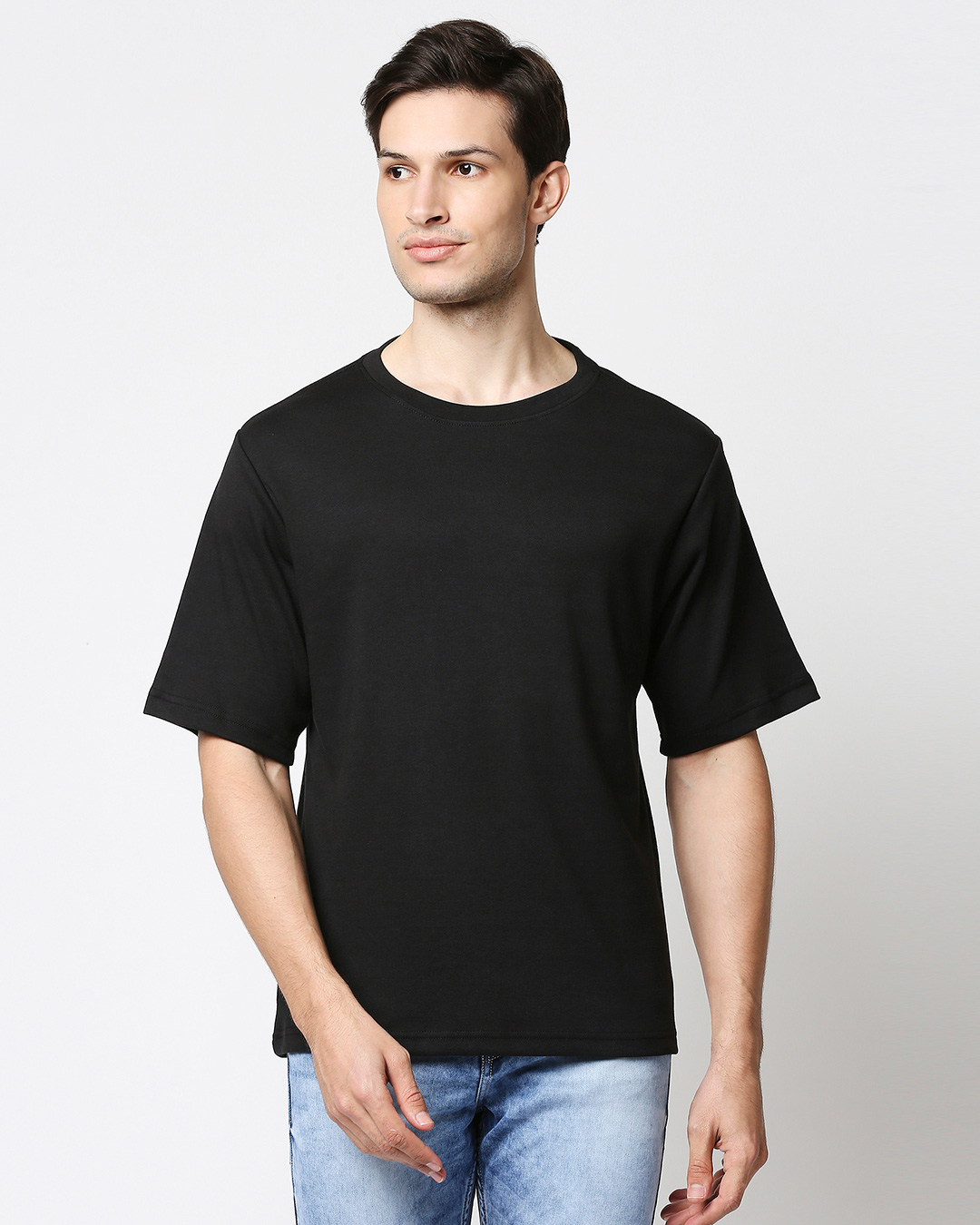 Shop Black Interlock Half Sleeve T-Shirt-Back