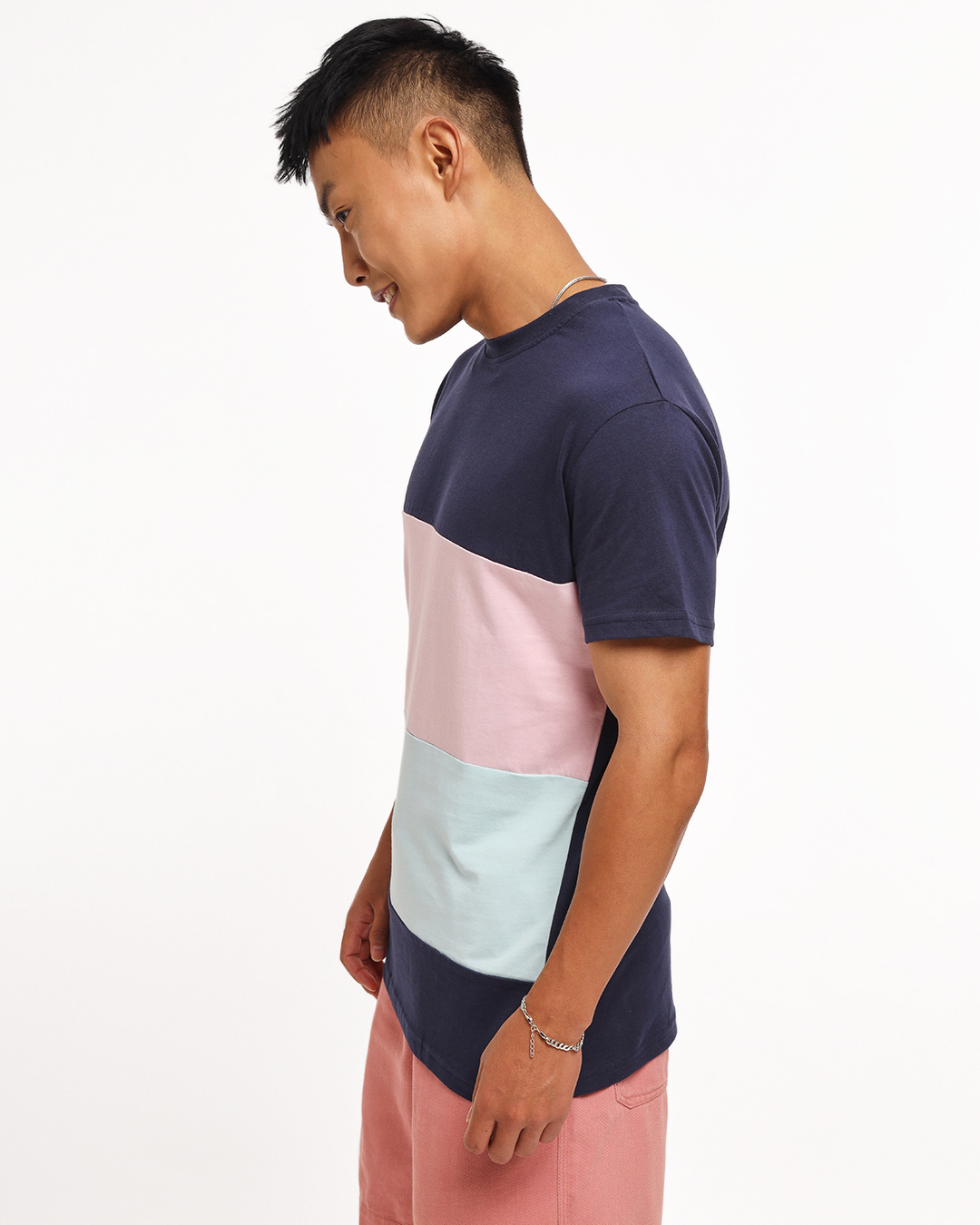 Shop Men's Blue Color Block Plus Size T-shirt-Back