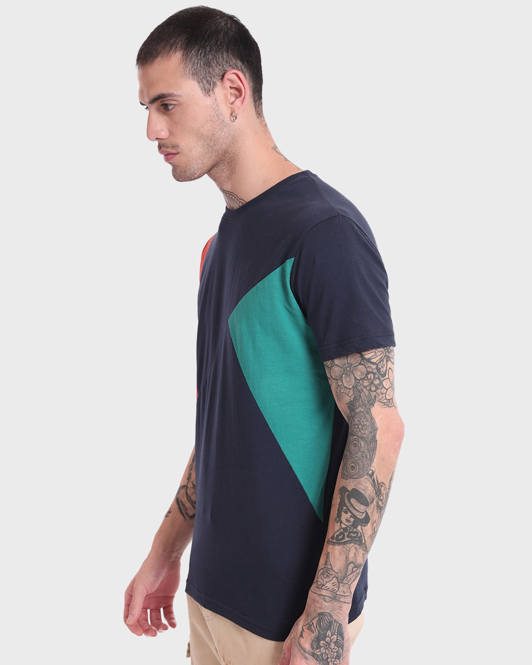 Shop Men's Black Iris Color Block T-shirt-Back
