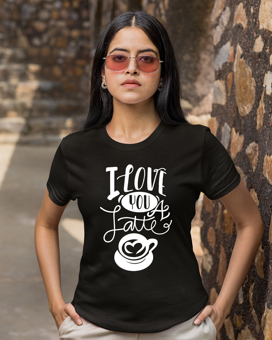 Shop Pack of 2 Black Latte and Tea Love Typography Cotton T-shirt-Back
