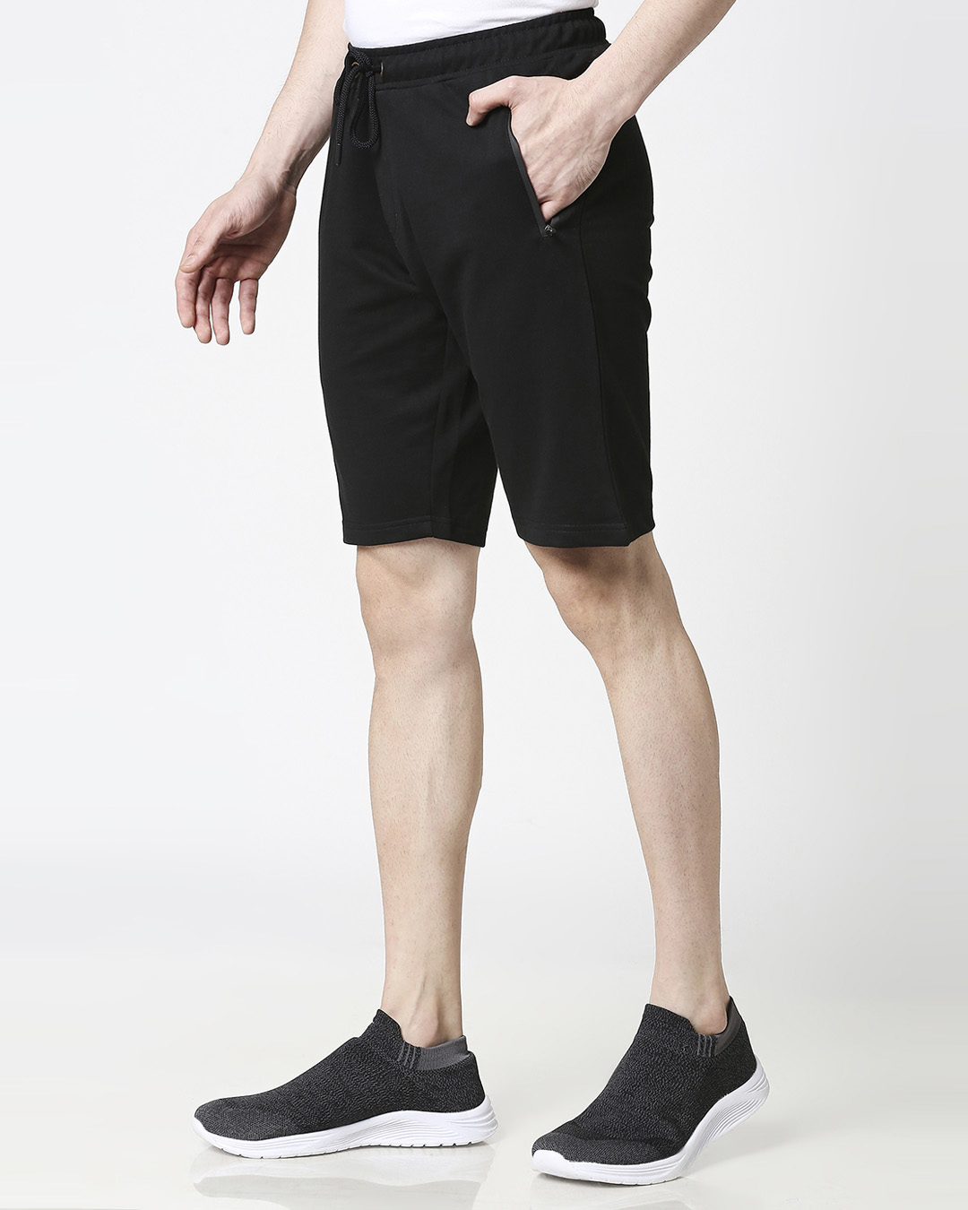 Shop Black Men's Casual Shorts With Zipper NR Plain-Back