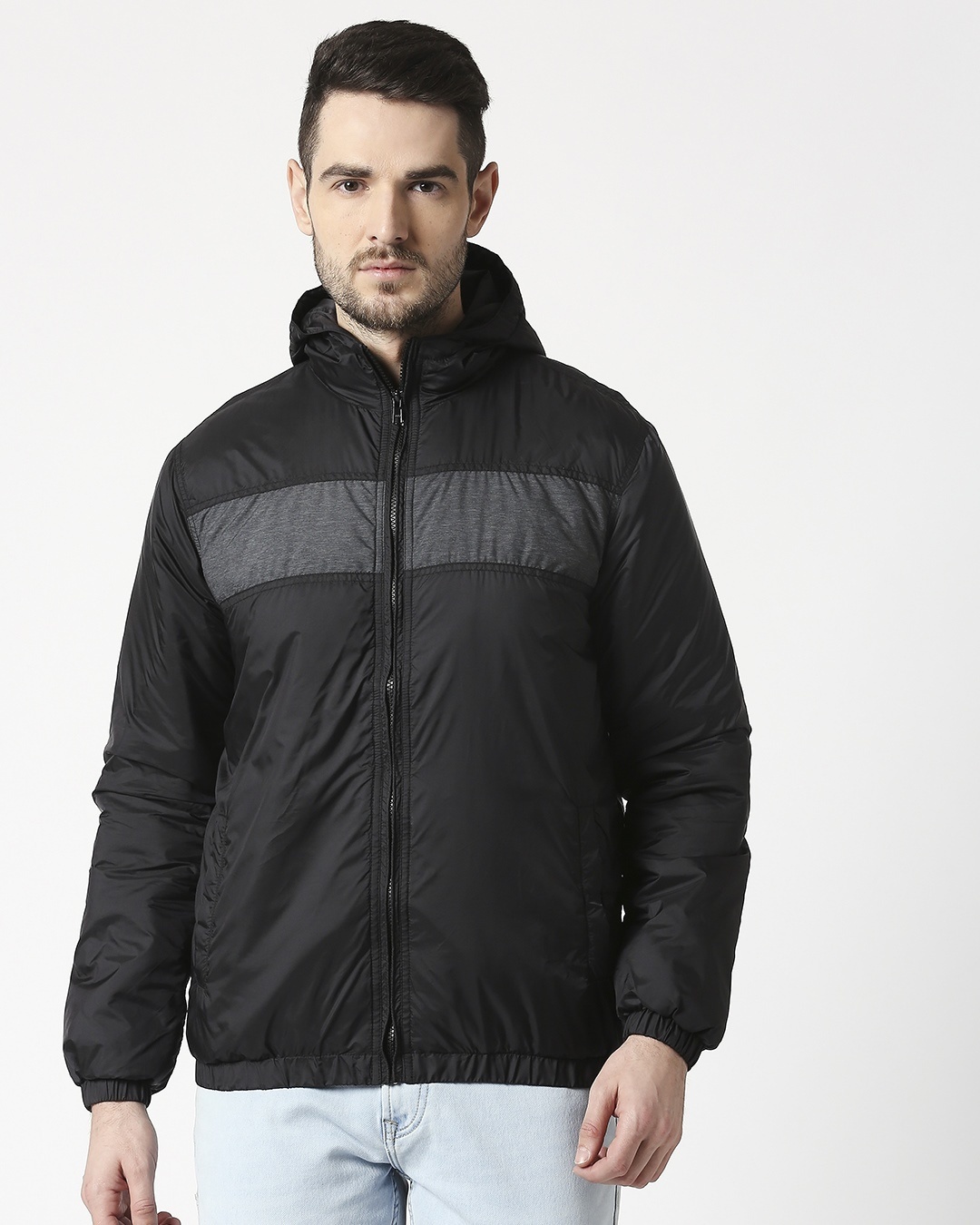 Shop Men's Black Puffer Jacket-Back