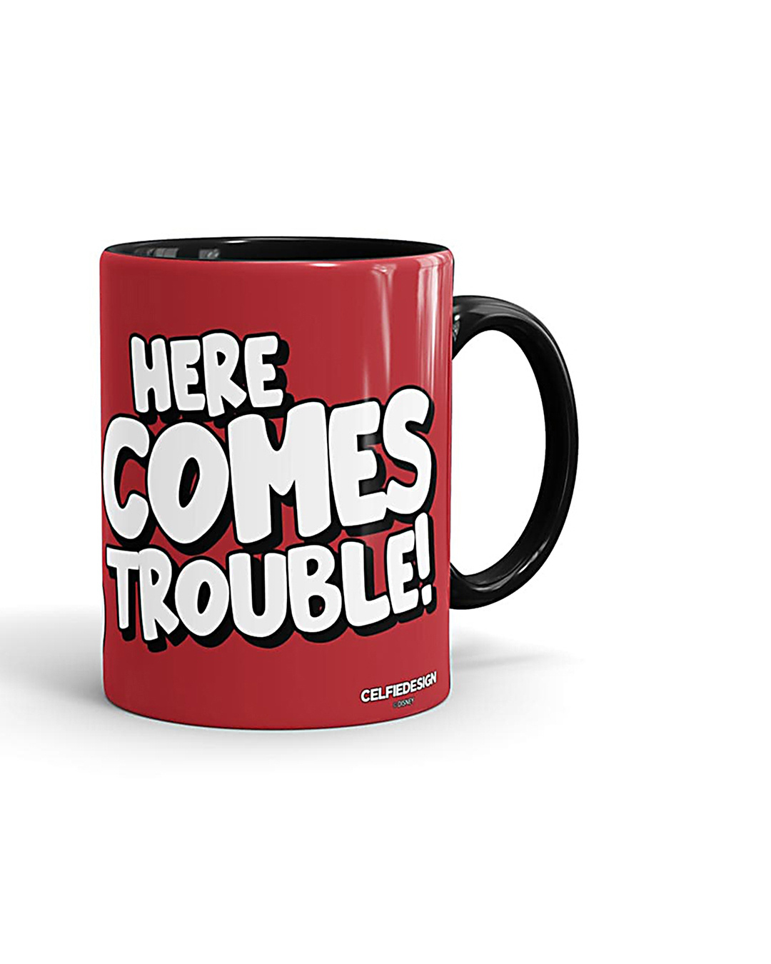 Shop Black Mickey brings Trouble Coffee Mug-Back