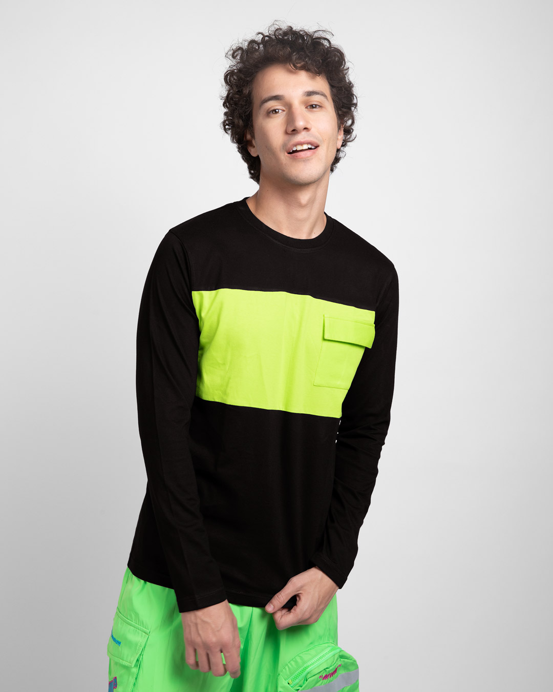 Black t shirt with neon green Clearance