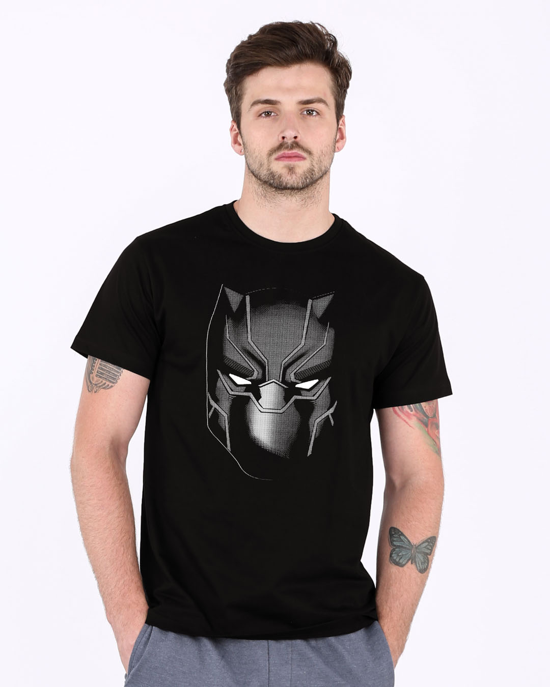 Shop Black Panther Face Half Sleeve T-Shirt (AVL)-Back