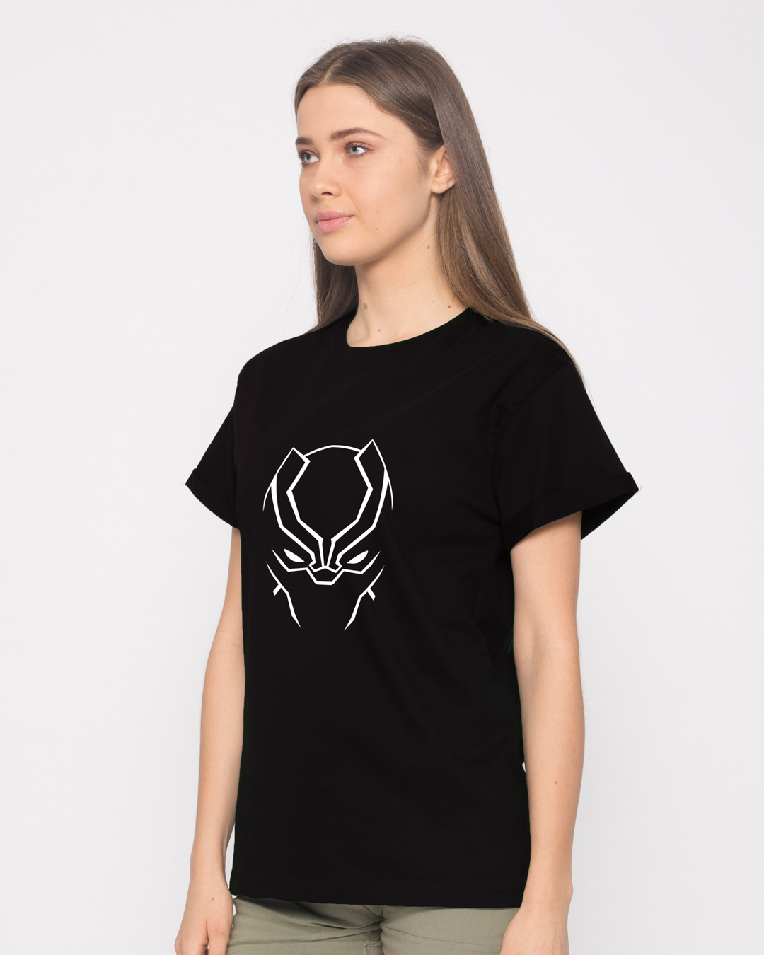 Shop Black Panther Minimal Glow In Dark Boyfriend T-Shirt (AVL) -Back