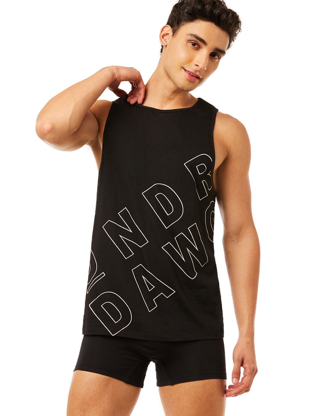Shop Men's Black Underdawg Typography Relaxed Fit Vest-Back