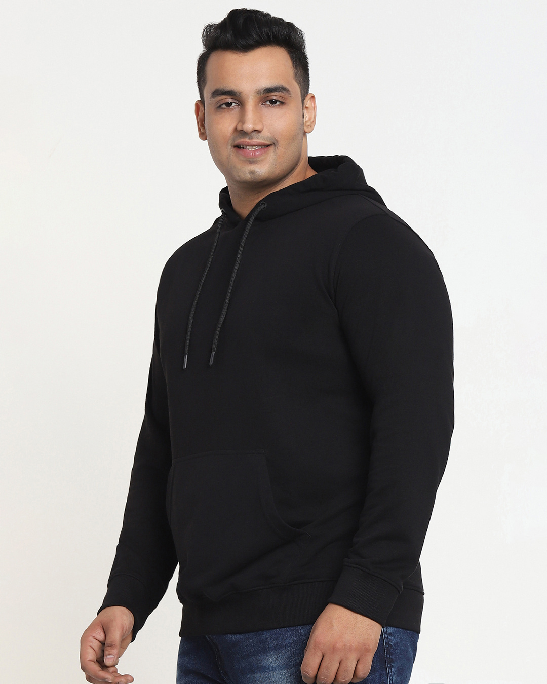 Shop Men's Black Plus Size Hoodies-Back