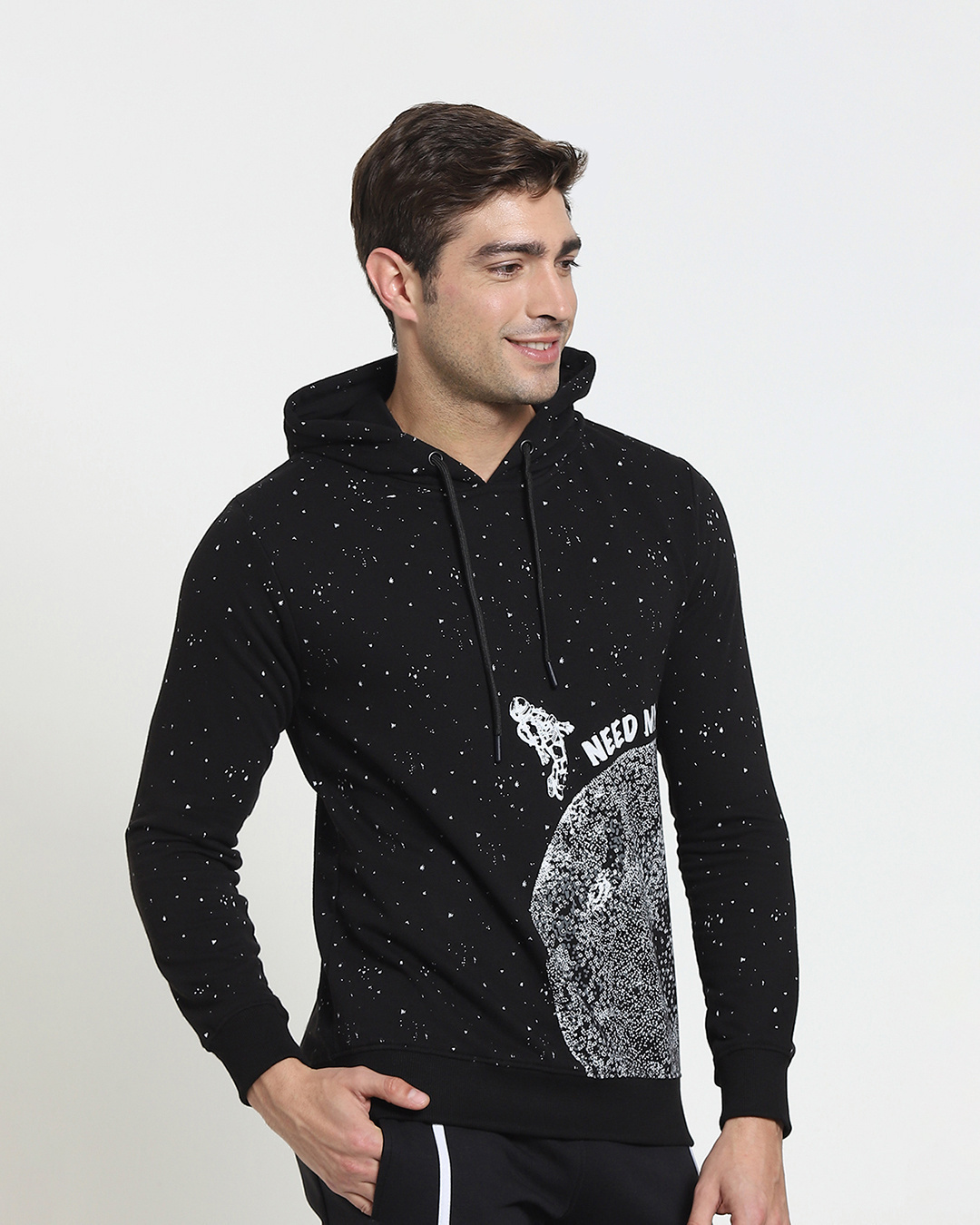 Shop Men's Black Need My Space Graphic Printed Plus Size Hoodie-Back