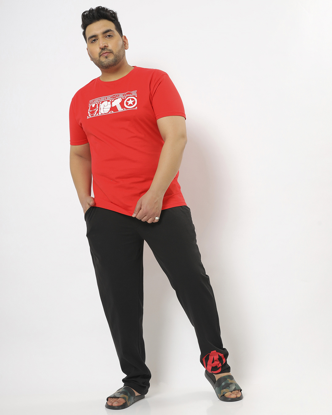 Buy Men's Red Regular Fit Avengers Plus 