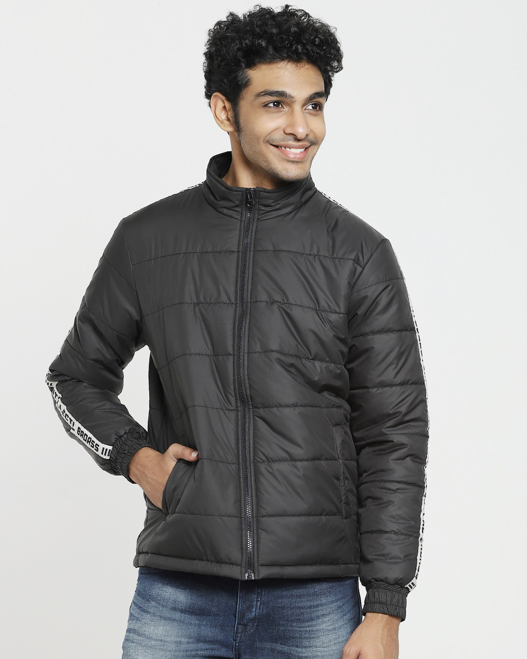 Shop Men's Black Puffer Jacket-Back