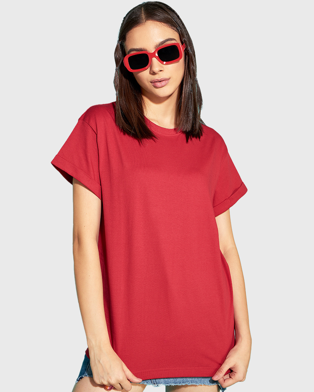 Shop Black & Red Boyfriend t-shirt-Back