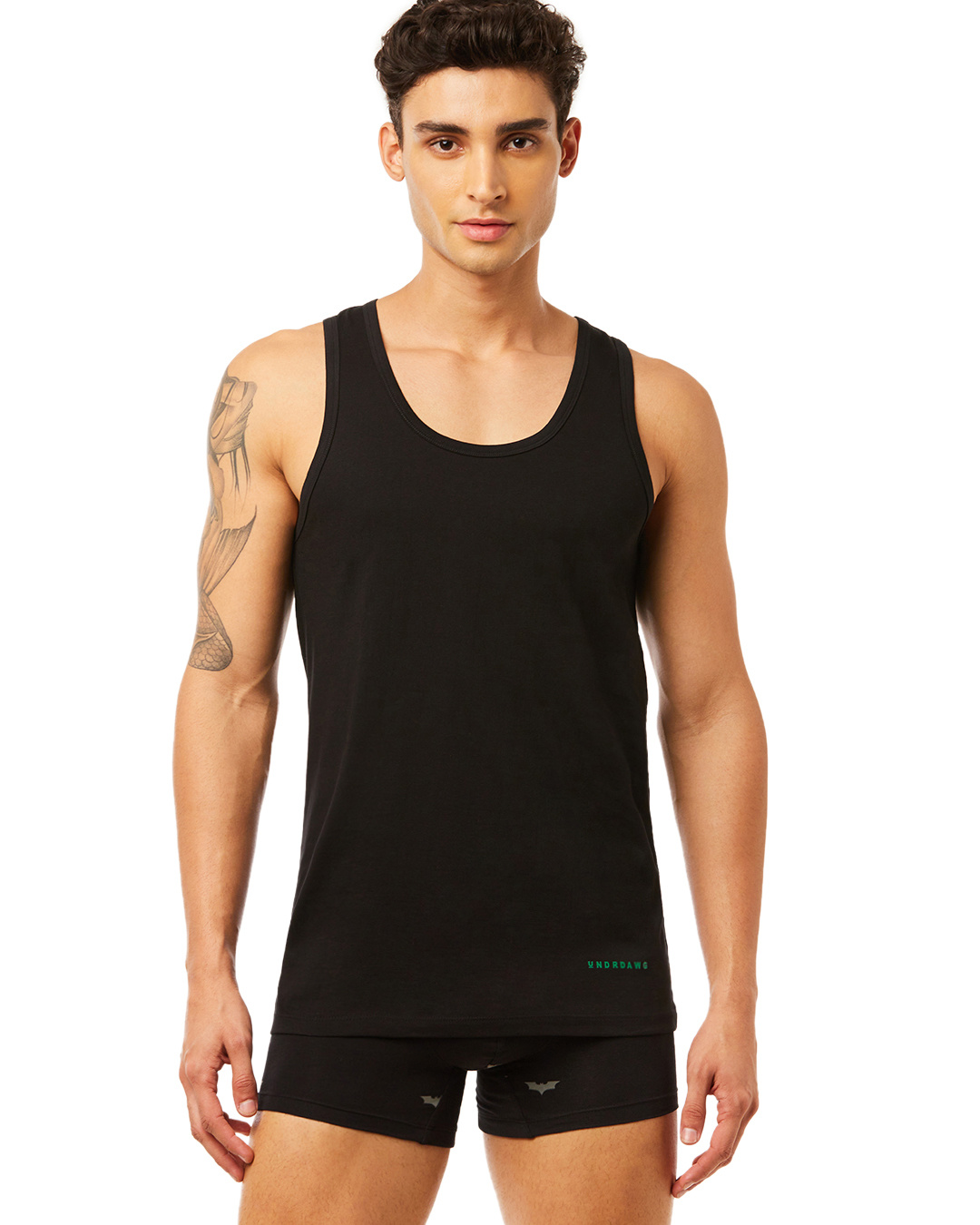 Shop Men's Black Slim Fit Basic Vest-Back