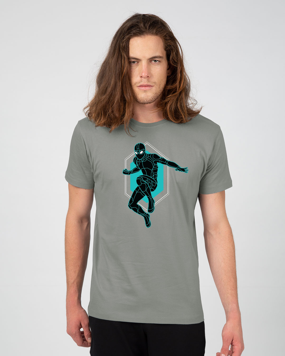 Shop Black Spidey Half Sleeve T-Shirt (FFHL)-Back