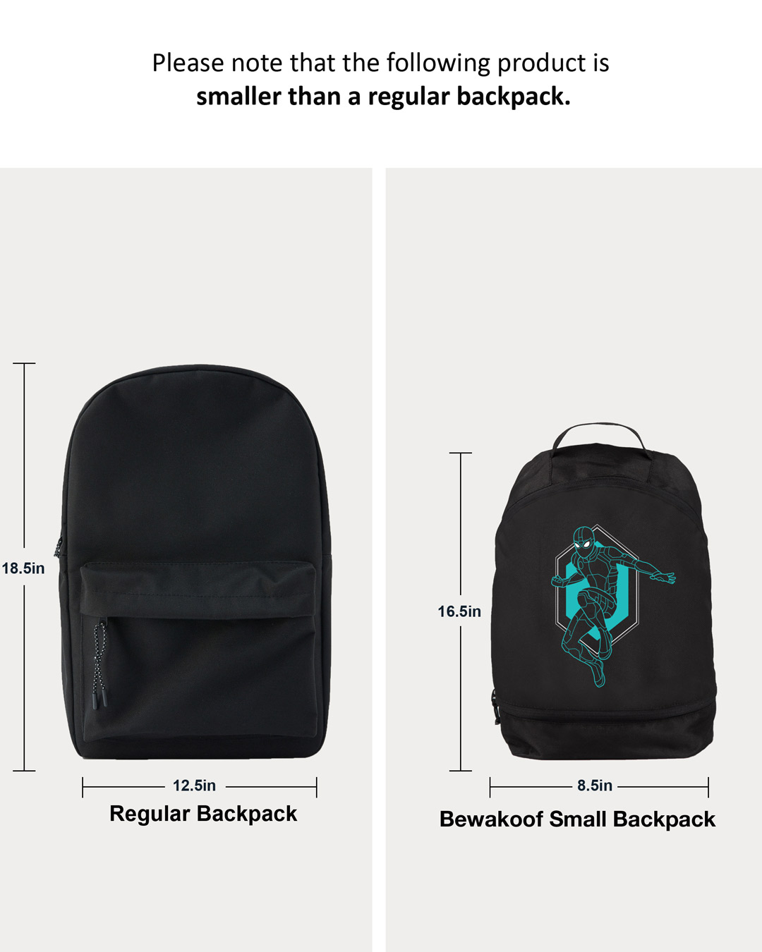 Shop Black Spidey Printed Small Backpack (FFHL)-Back